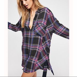 Nordic Day Buttondown Shirt Tunic Dress